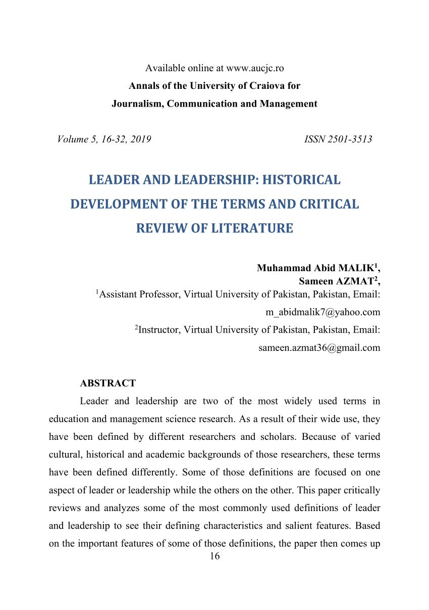 research paper on leadership pdf