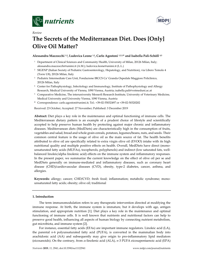 PDF The Secrets of the Mediterranean Diet. Does [Only] Olive Oil ...