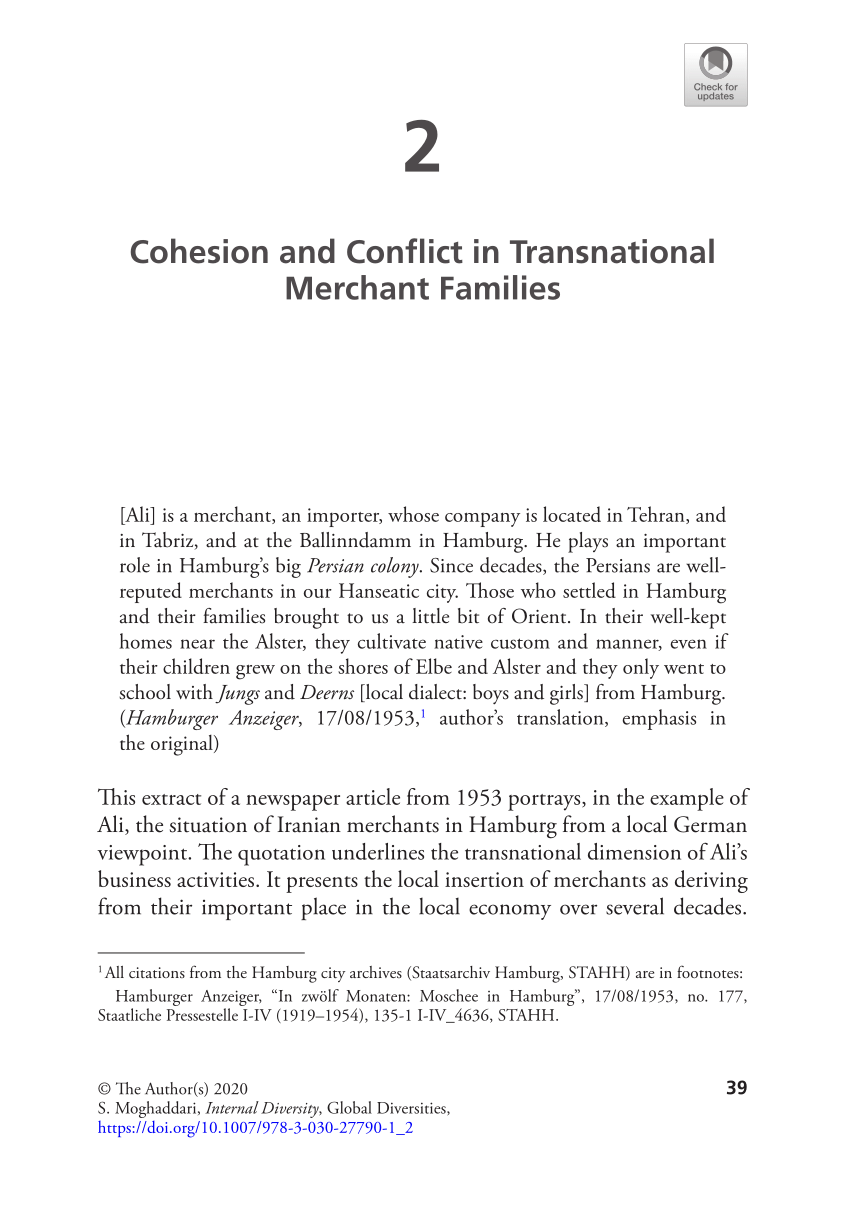 Pdf Cohesion And Conflict In Transnational Merchant Families