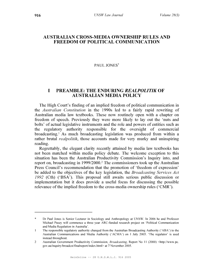 (PDF) Australian Cross-Media Ownership Rules and Freedom of Political ...