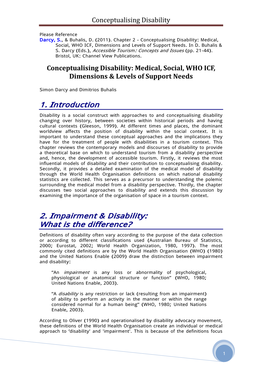 Chapter 2. Conceptualising Disability