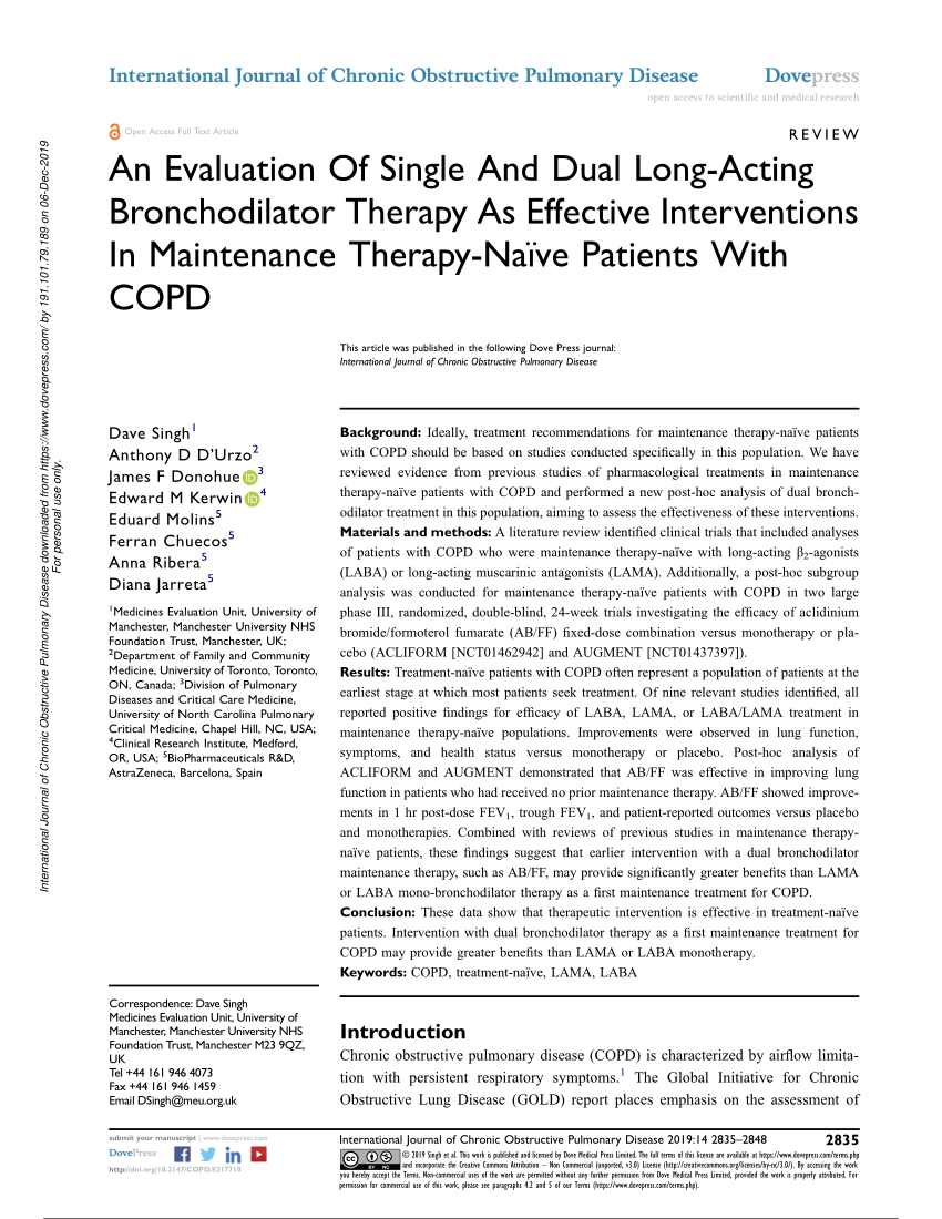 (PDF) An Evaluation Of Single And Dual Long-Acting Bronchodilator