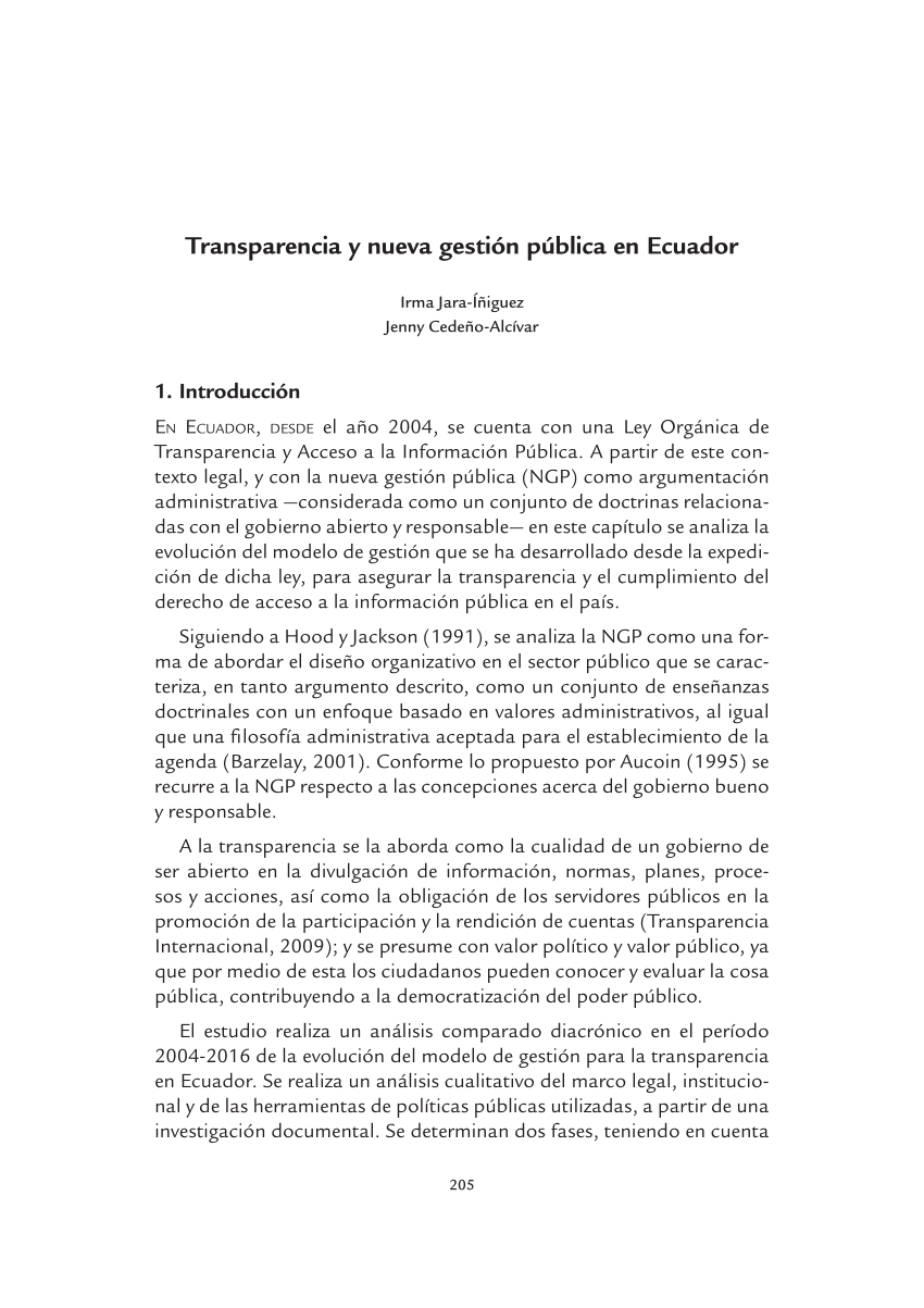 PDF) Transparencia y Nueva Gestión Pública en Ecuador
