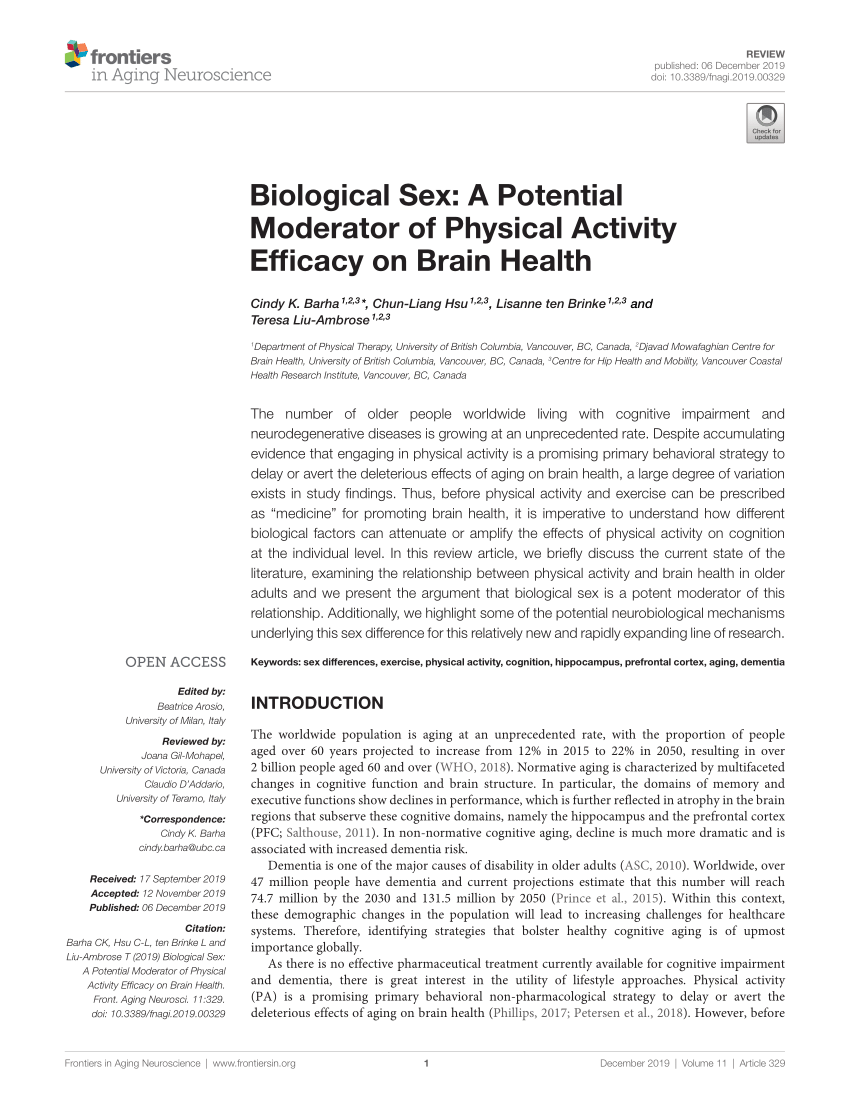 PDF Biological Sex A Potential Moderator of Physical Activity