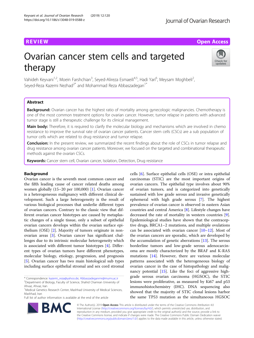 PDF) Ovarian cancer stem cells and targeted therapy