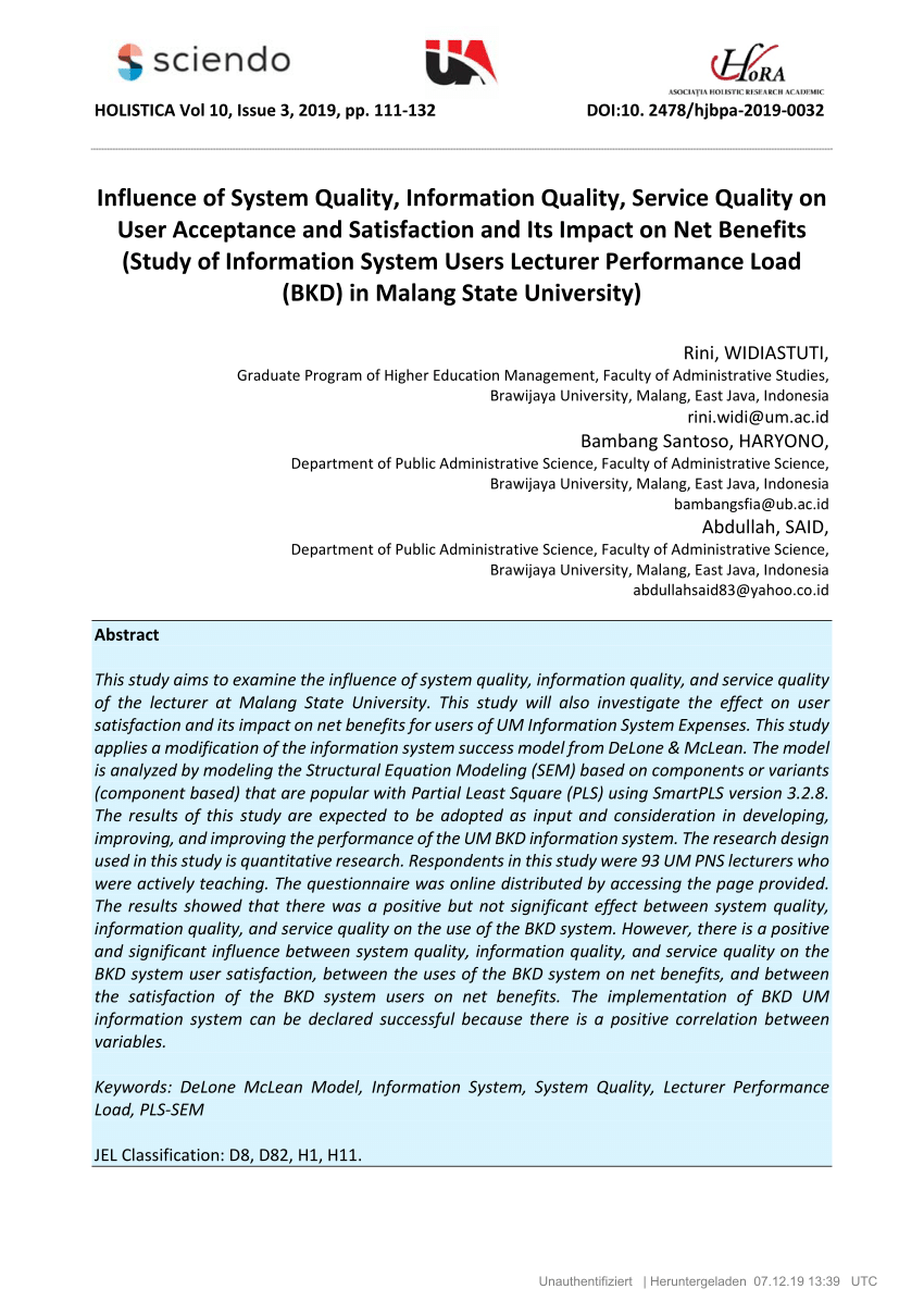 Information System's Implementation and its Impact on University  Organization Performance in West Java