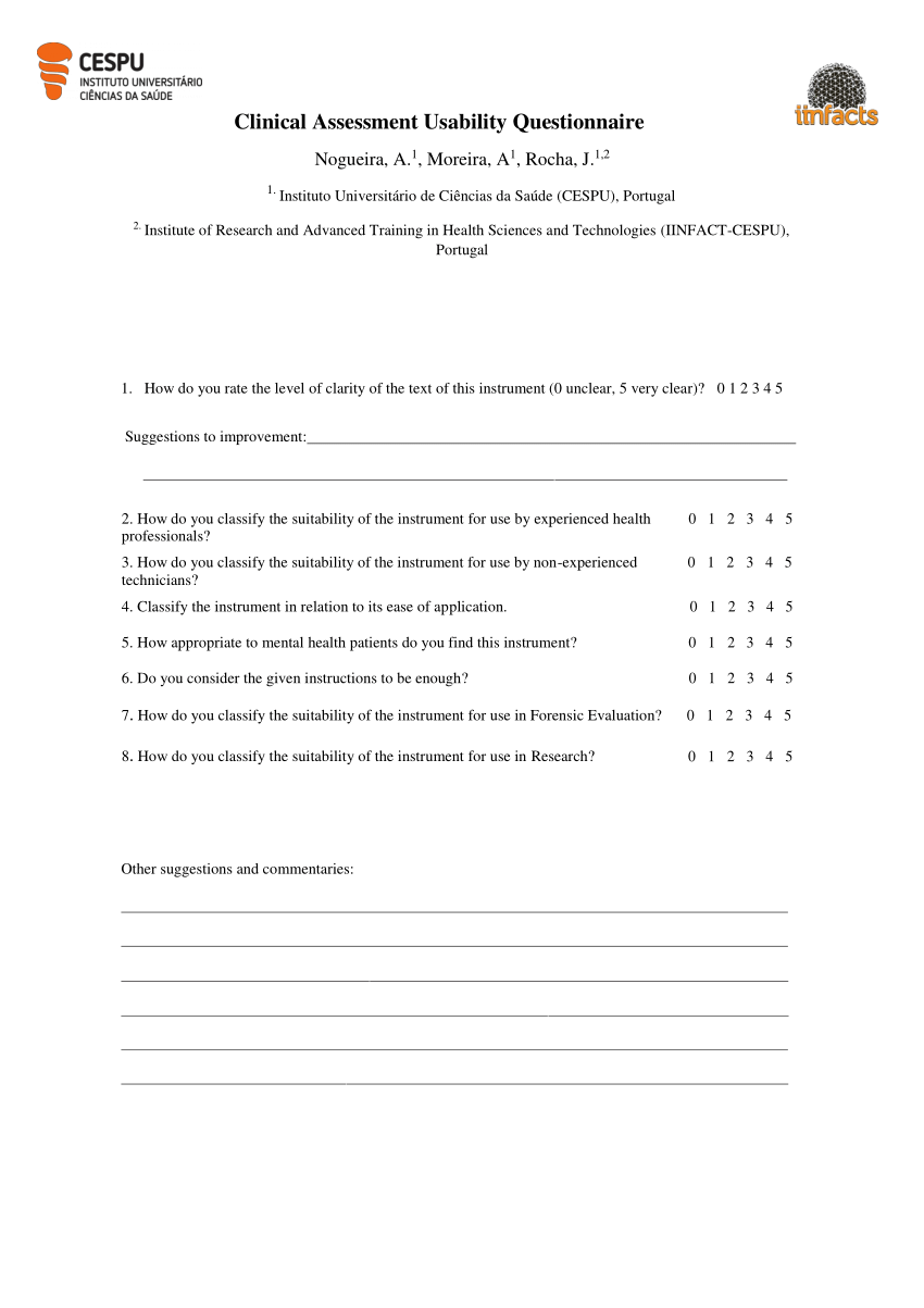 clinical research study questionnaire
