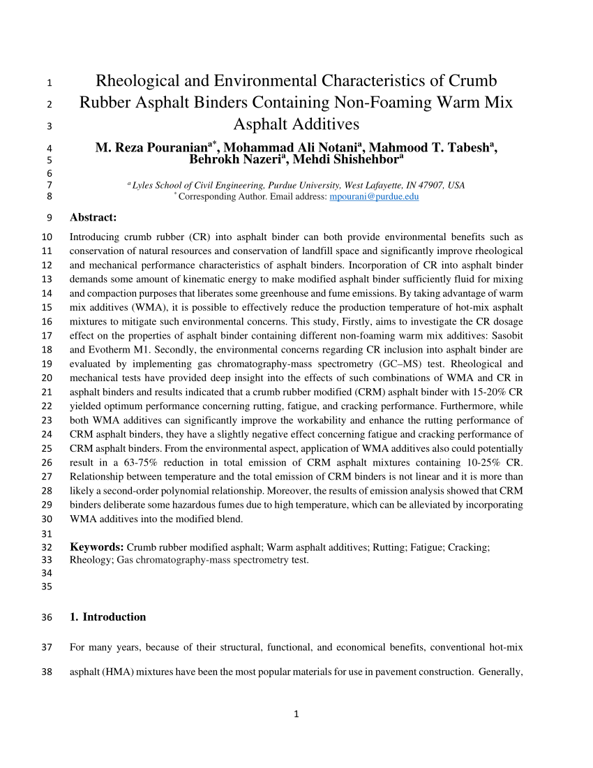 (PDF) Rheological and Environmental Characteristics of ...