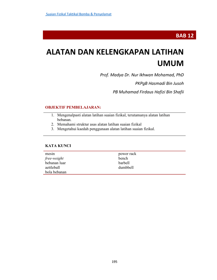 Pdf Alatan Dan Kelengkapan Latihan Umum