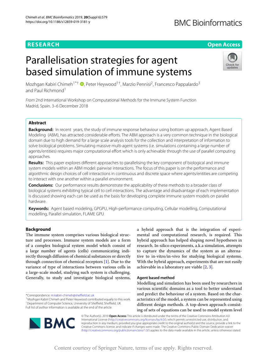 PDF) Parallelisation strategies for agent based simulation of
