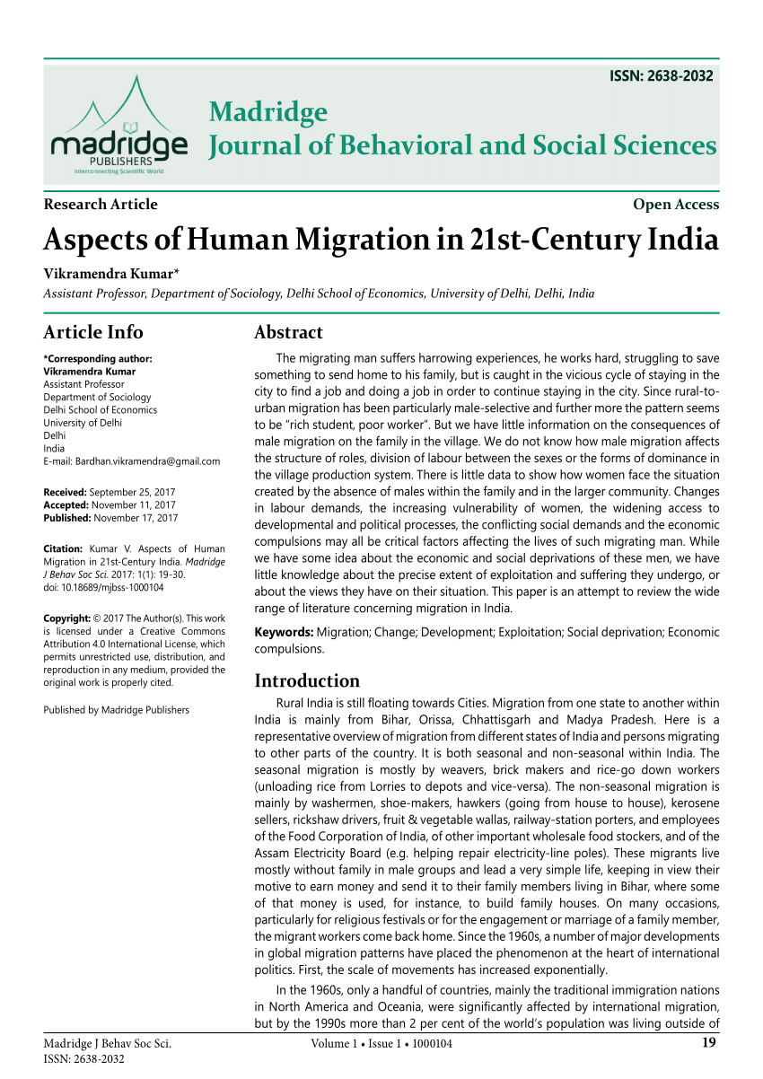 essay on migration in india