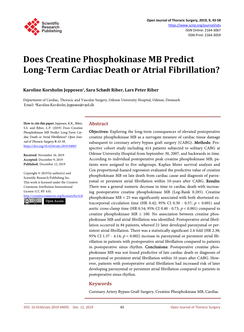 PDF) Does Creatine Phosphokinase Long-Term Cardiac Death or Atrial