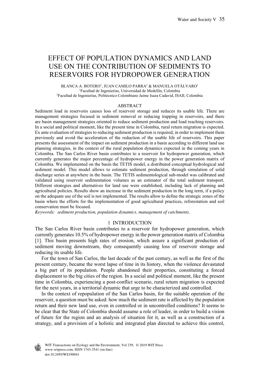 Pdf Effect Of Population Dynamics And Land Use On The Contribution Of Sediments To Reservoirs 1050