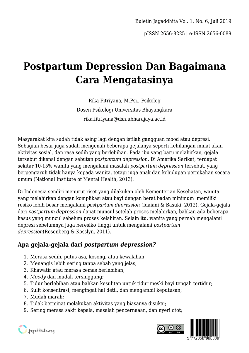 Pdf Postpartum Depression Dan Bagaimana Cara Mengatasinya