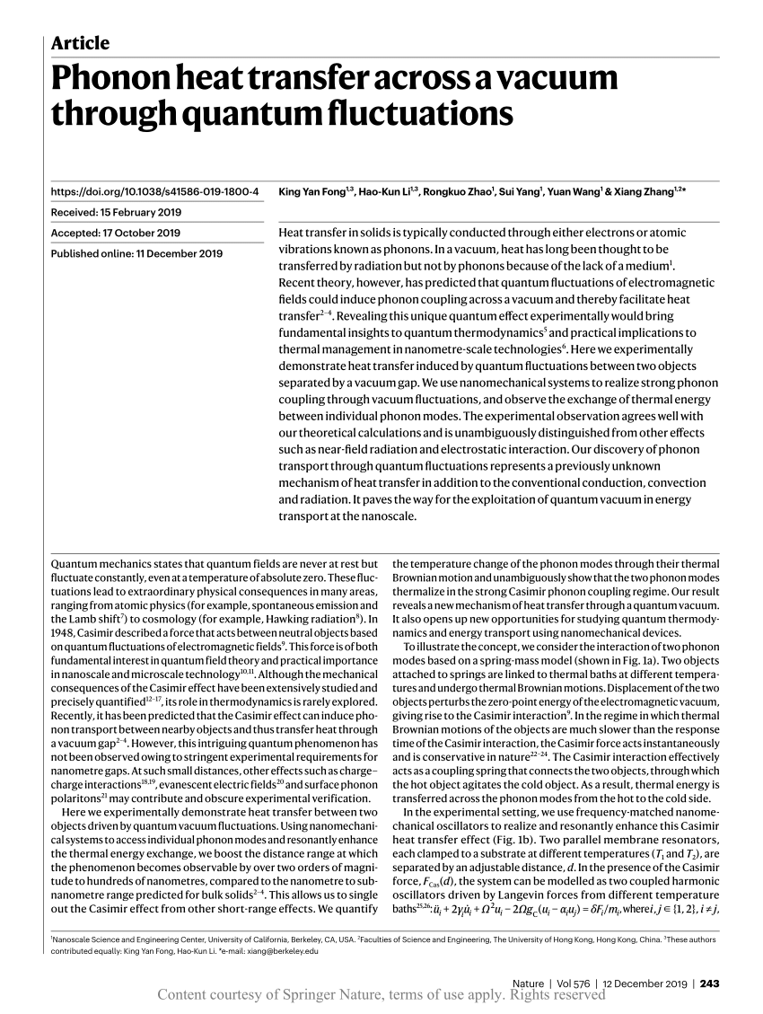 Phonon heat transfer across a vacuum through quantum fluctuations