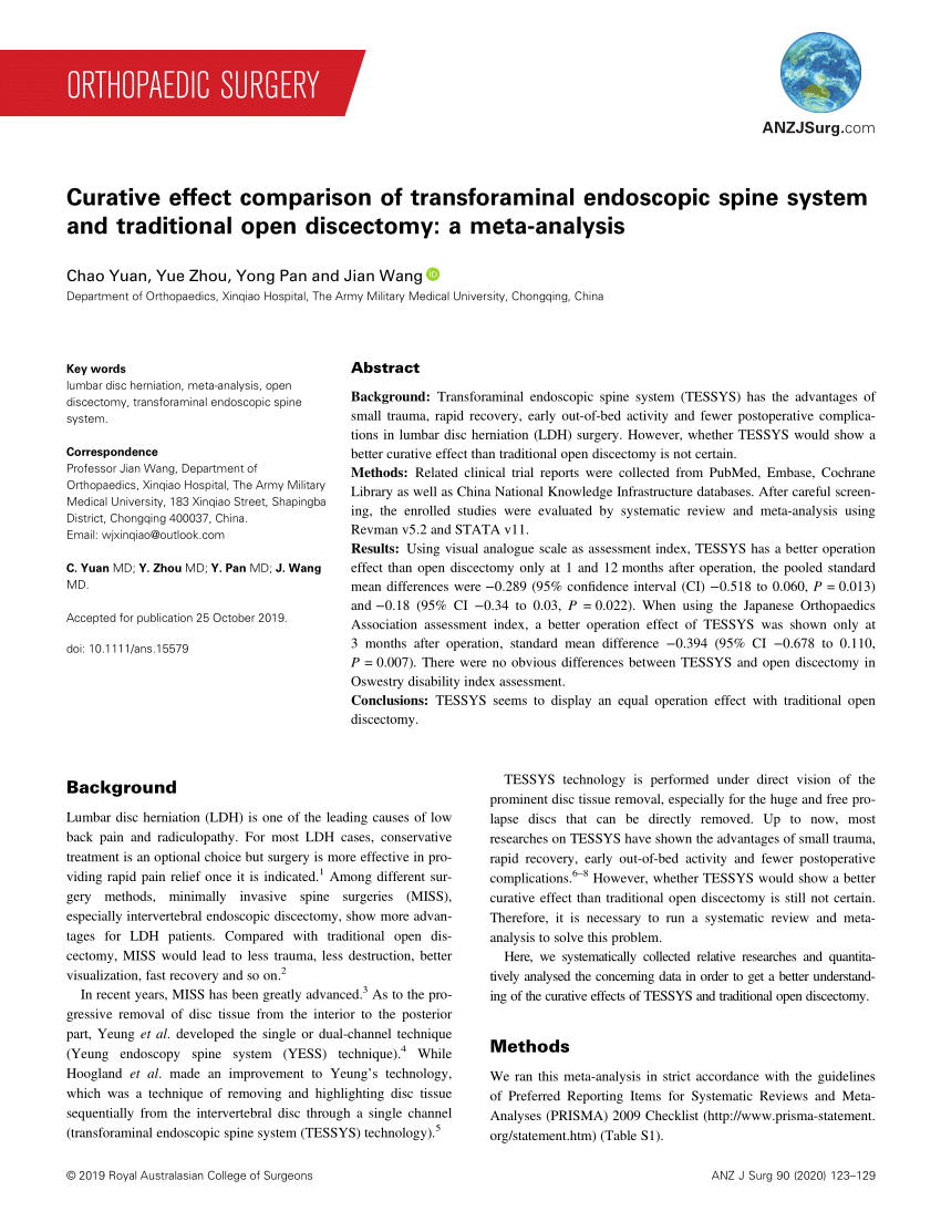 Pdf Curative Effect Comparison Of Transforaminal Endoscopic Spine