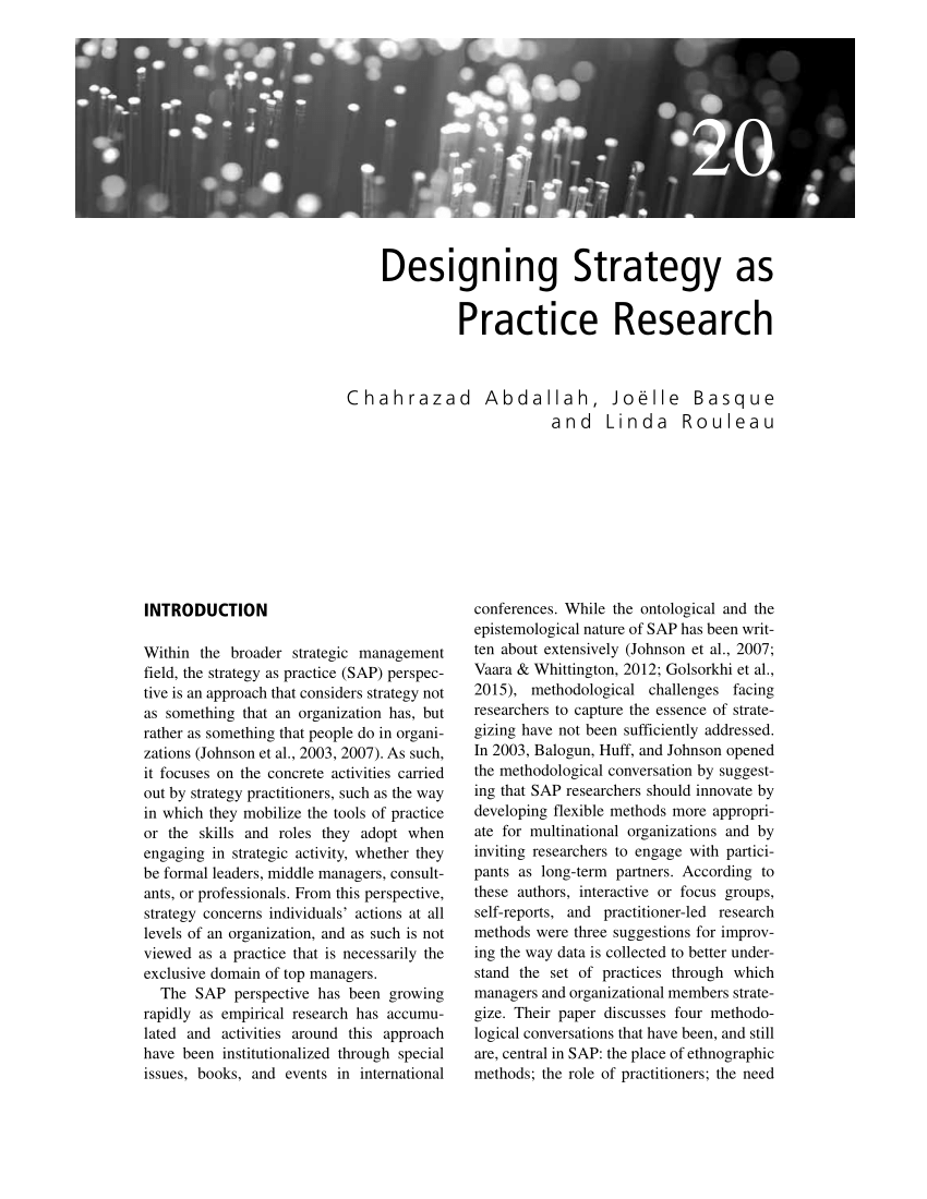 (PDF) Designing Strategy as Practice Research