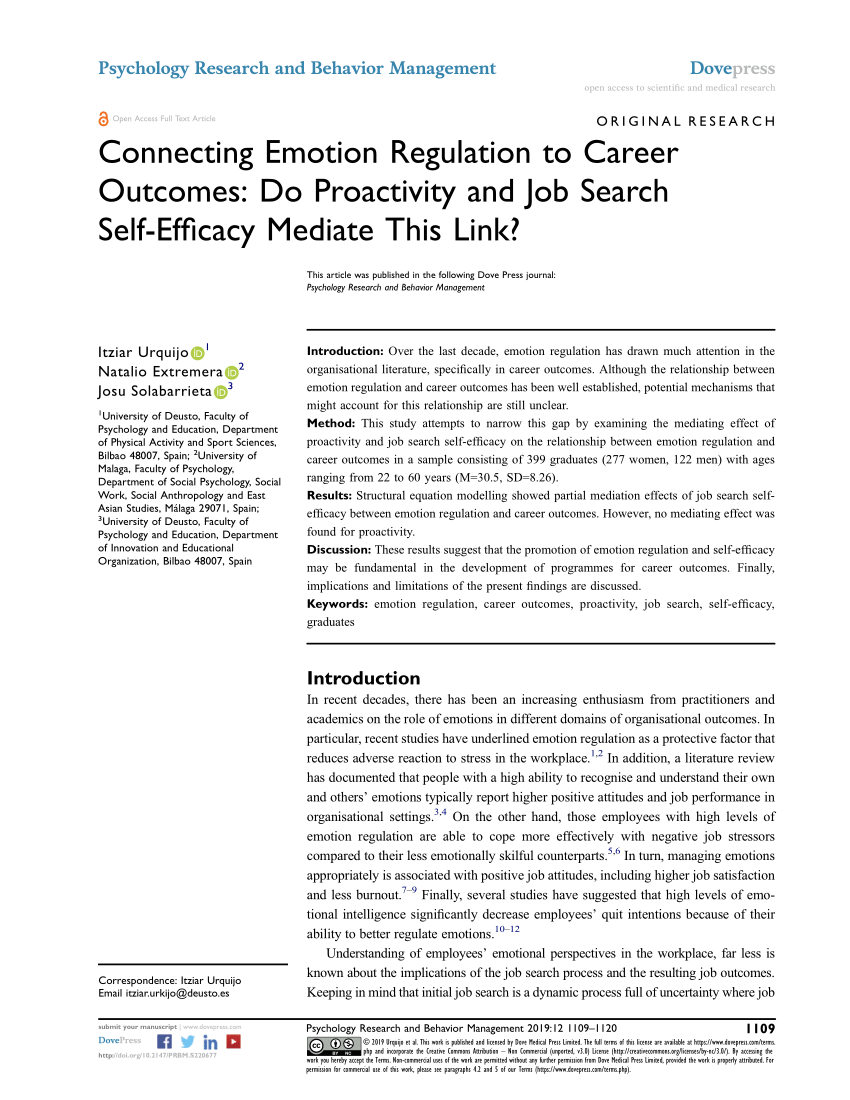 PDF) Connecting Emotion Regulation to Career Outcomes: Do ...