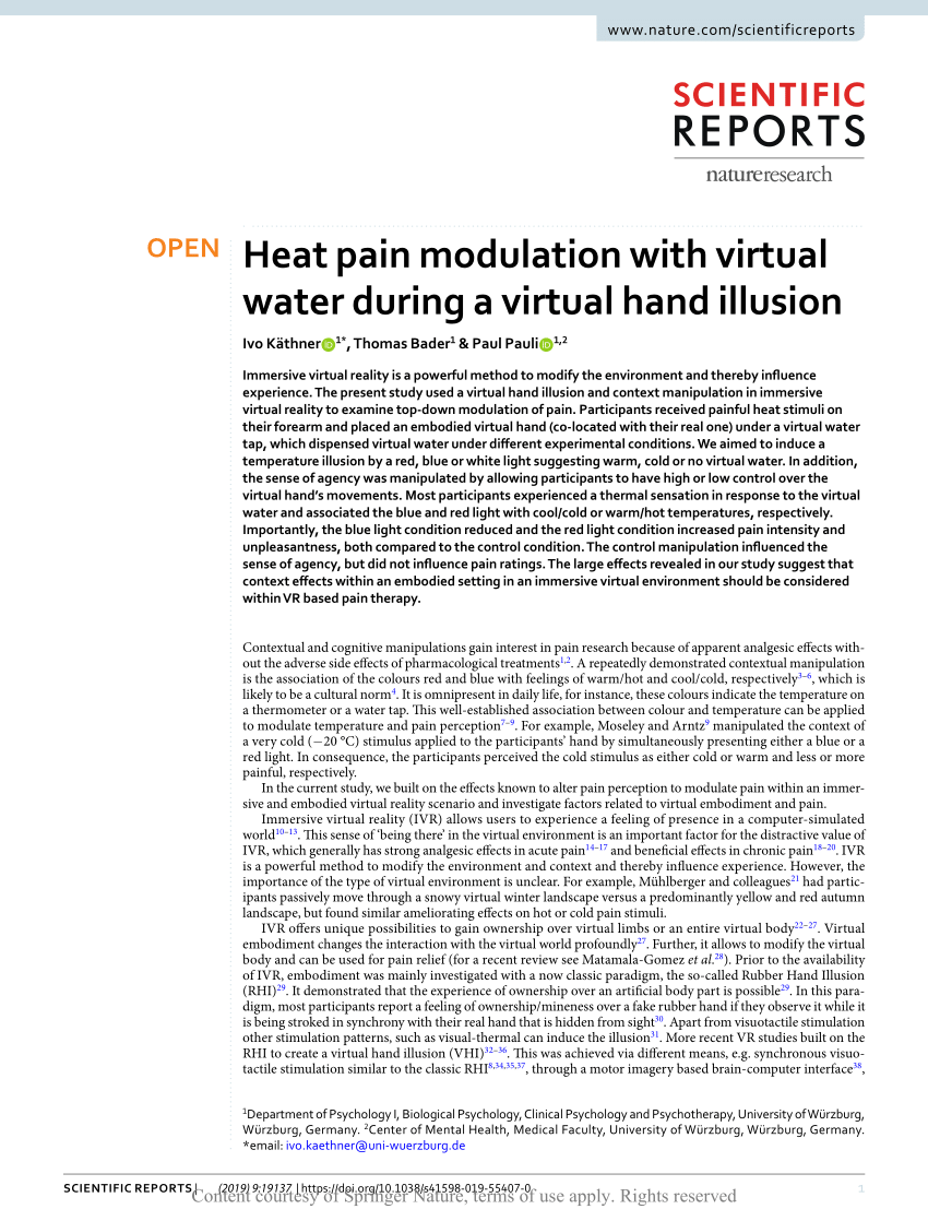 The rubber hand illusion induced by visual-thermal stimulation