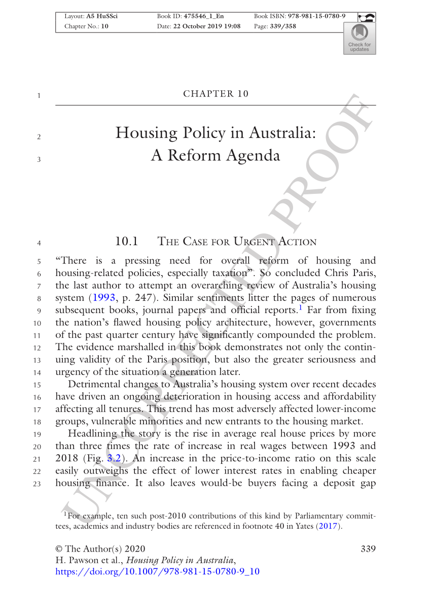 (PDF) Housing Policy in Australia: A Reform Agenda
