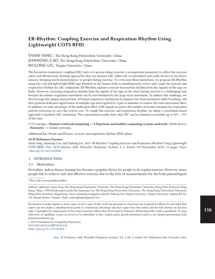 Pdf Er Rhythm Coupling Exercise And Respiration Rhythm Using Lightweight Cots Rfid