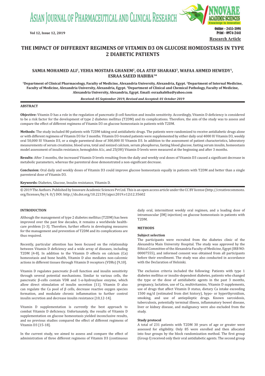 Effects Of Vitamin D Supplementation In Insulin Resistance