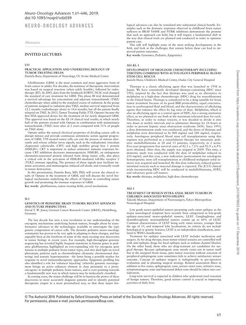 Pdf Sl1 Genetics Of Pediatric Brain Tumors Recent Advances And Future Perspectives 