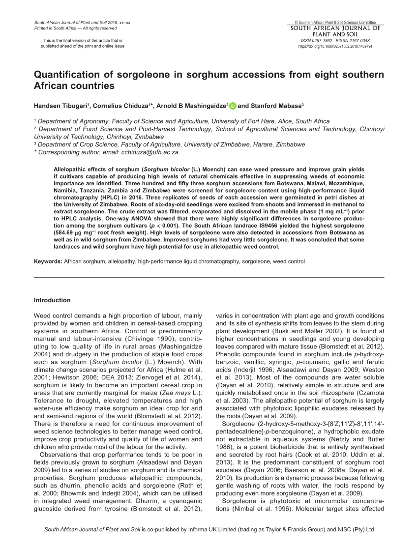 (PDF) SOUTH AFRICAN JOURNAL OF PLANT AND SOIL