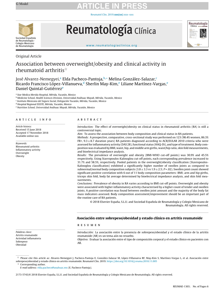 PDF Association between overweight obesity and clinical activity  