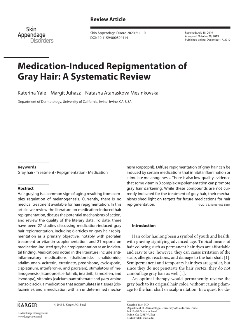 PDF) Medication-Induced Repigmentation of Gray Hair: A Systematic Review