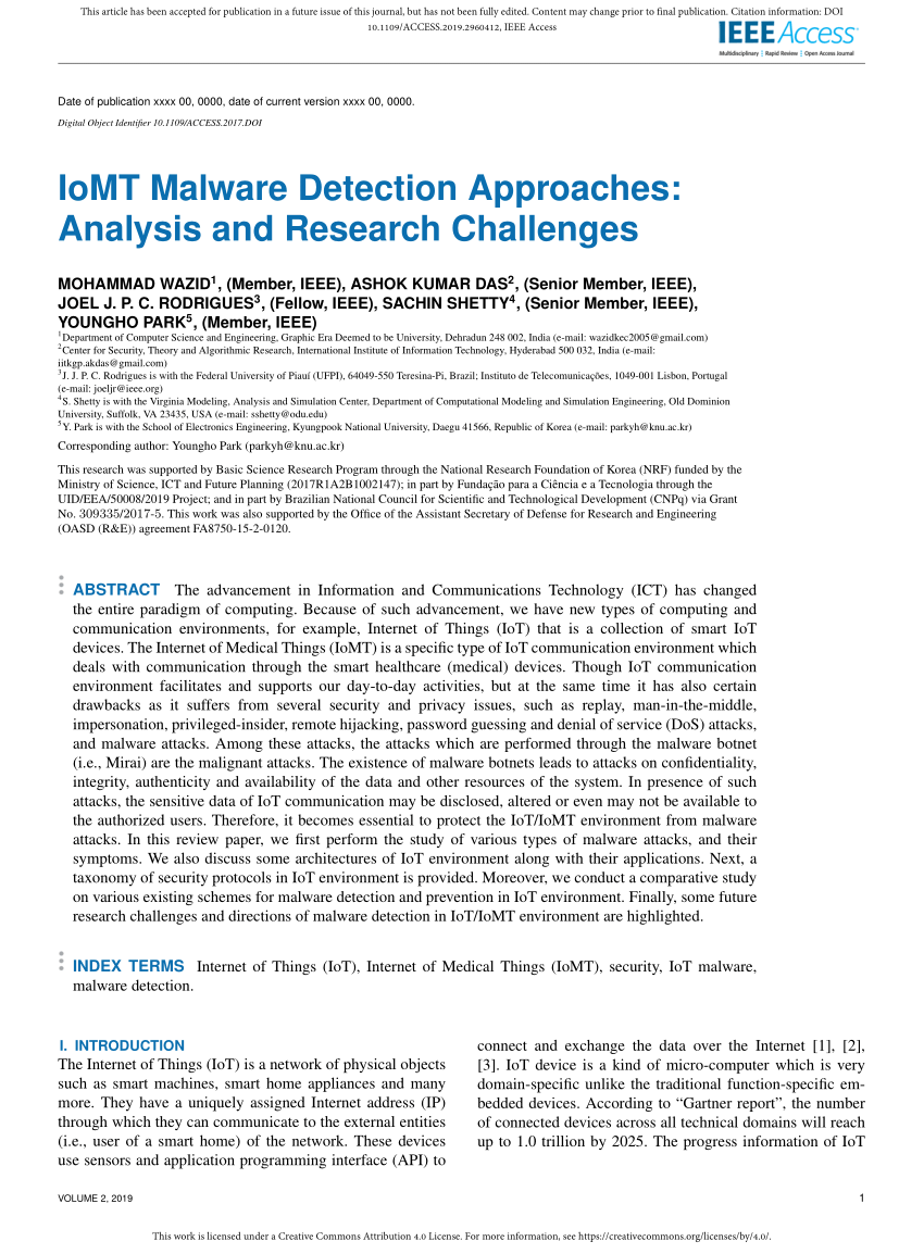 PDF) IoMT Malware Detection Approaches: Analysis and Research ...