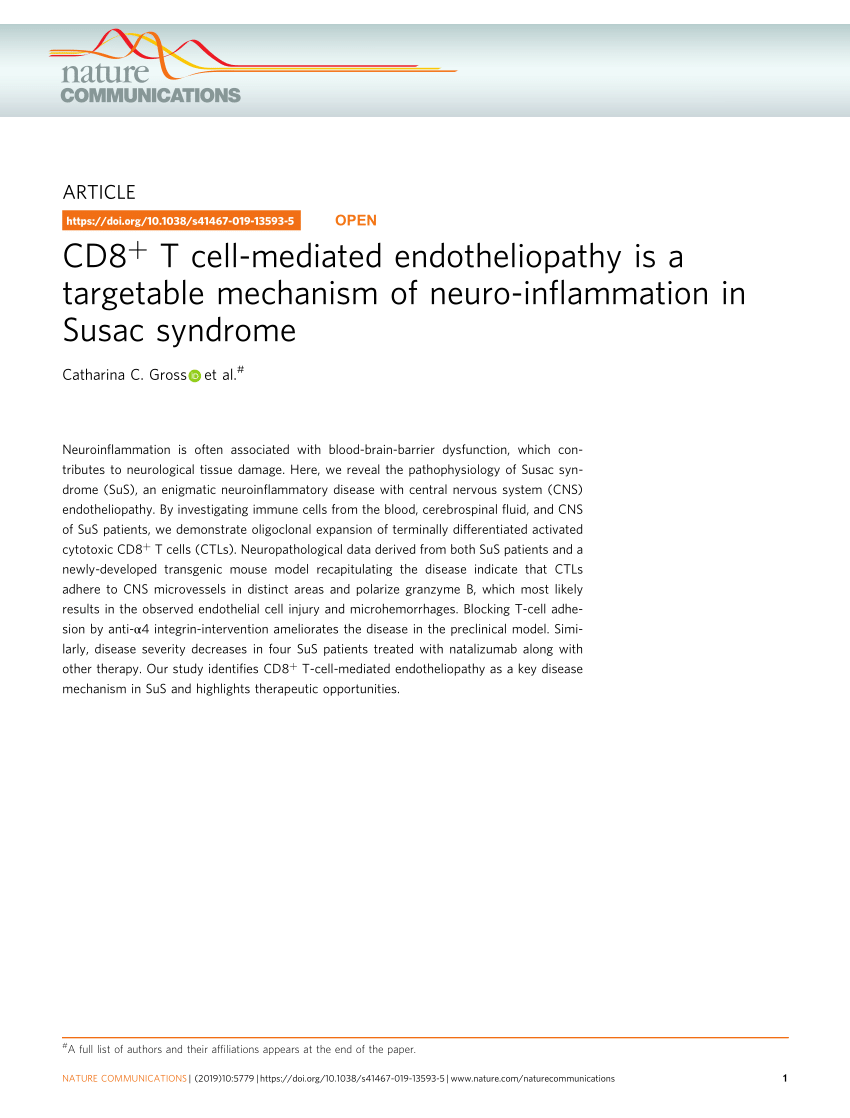 PDF) CD8+ T cell-mediated endotheliopathy is a targetable