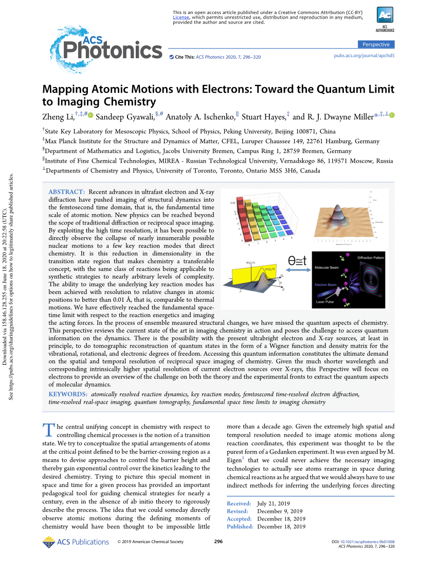 Pdf Mapping Atomic Motions With Electrons Toward The Quantum Limit To Imaging Chemistry