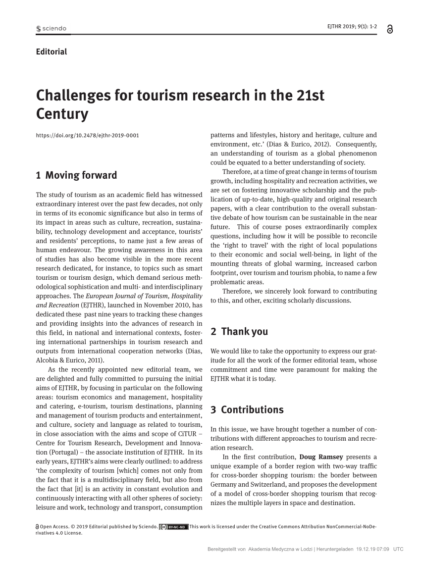 tourism research topics 2020