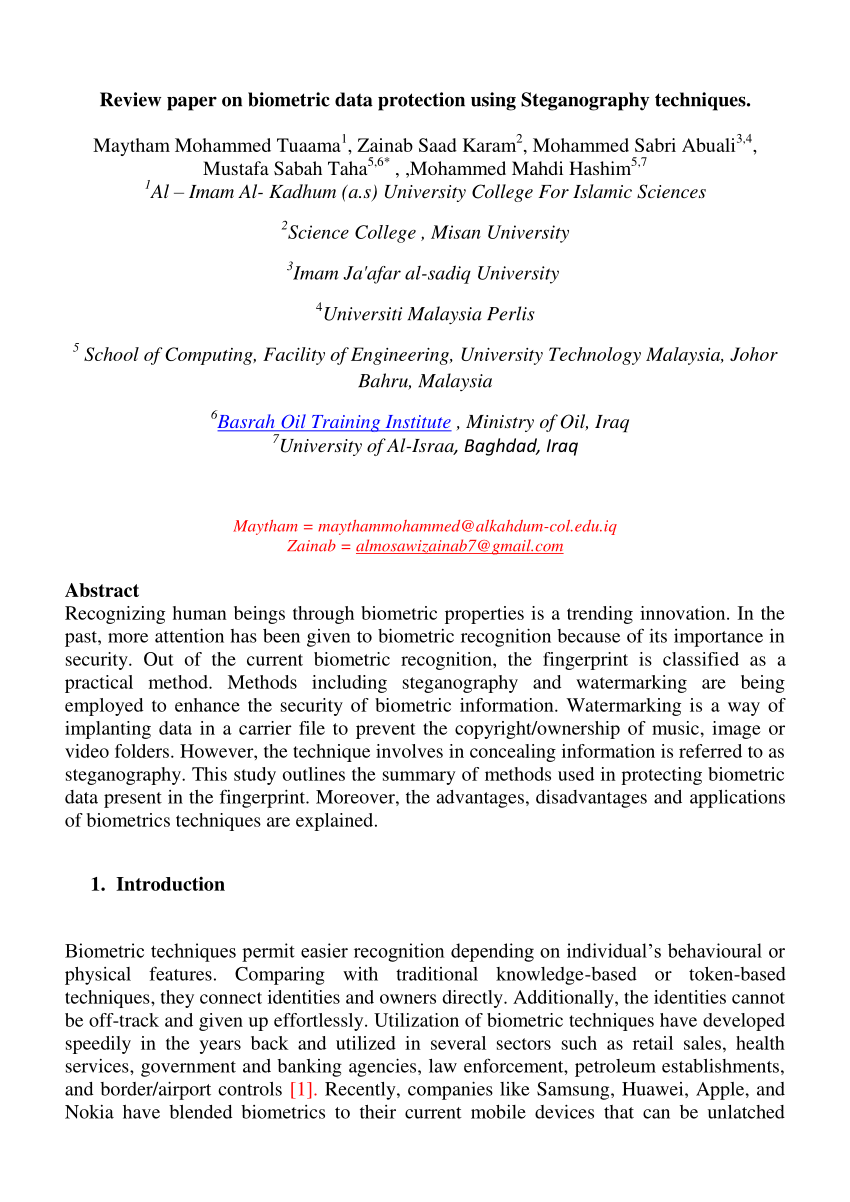 ieee research paper based on biometric