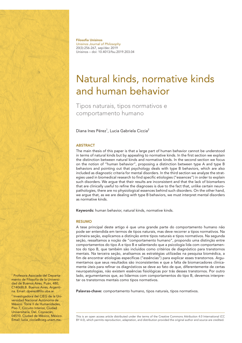 PDF) Natural kinds, normative kinds and human behavior