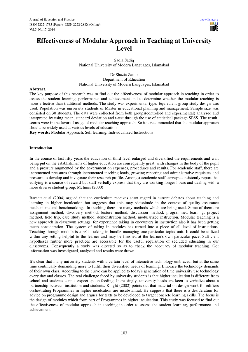 example of research paper about modular learning