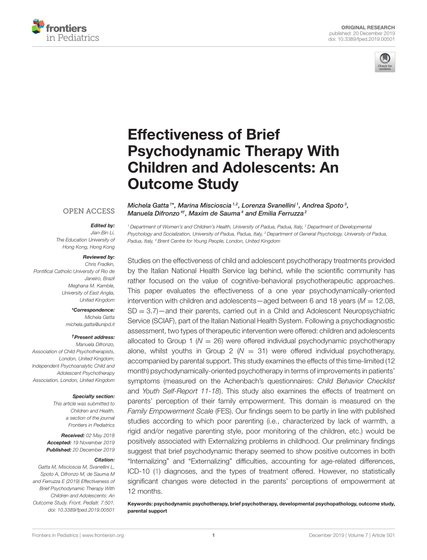 research paper psychodynamic approach