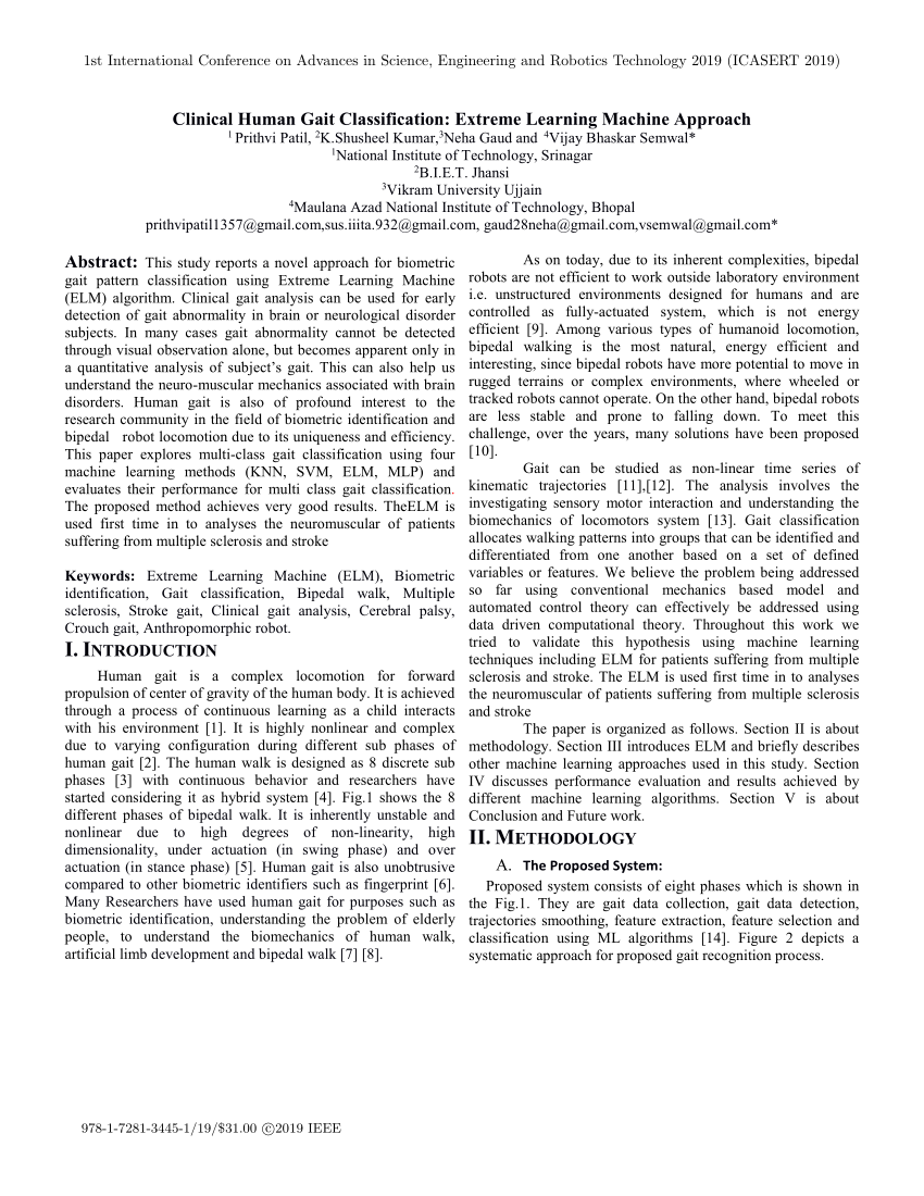 (PDF) Clinical Human Gait Classification: Extreme Learning Machine Approach