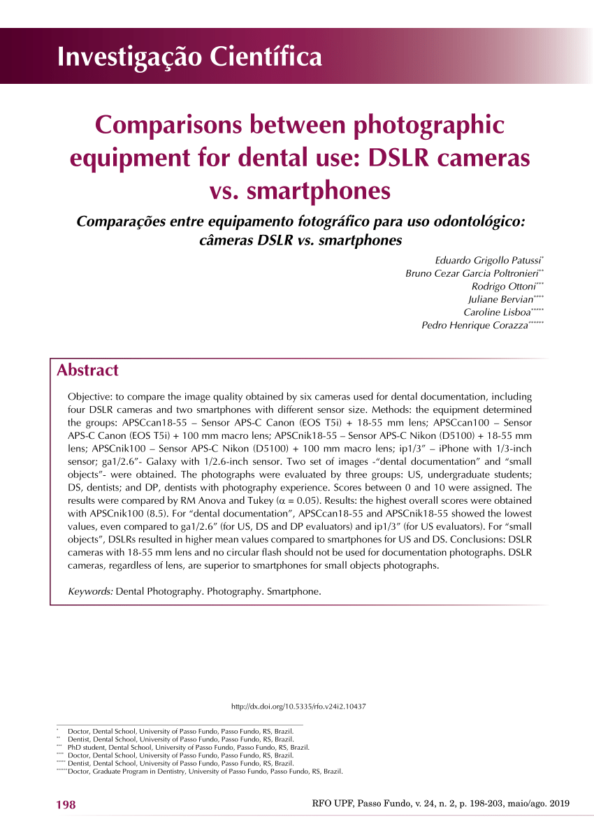 PDF) Comparisons between photographic equipment for dental use ...