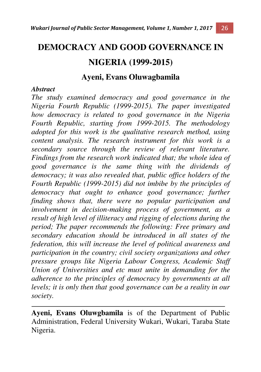 essay on democracy in nigeria 300 words