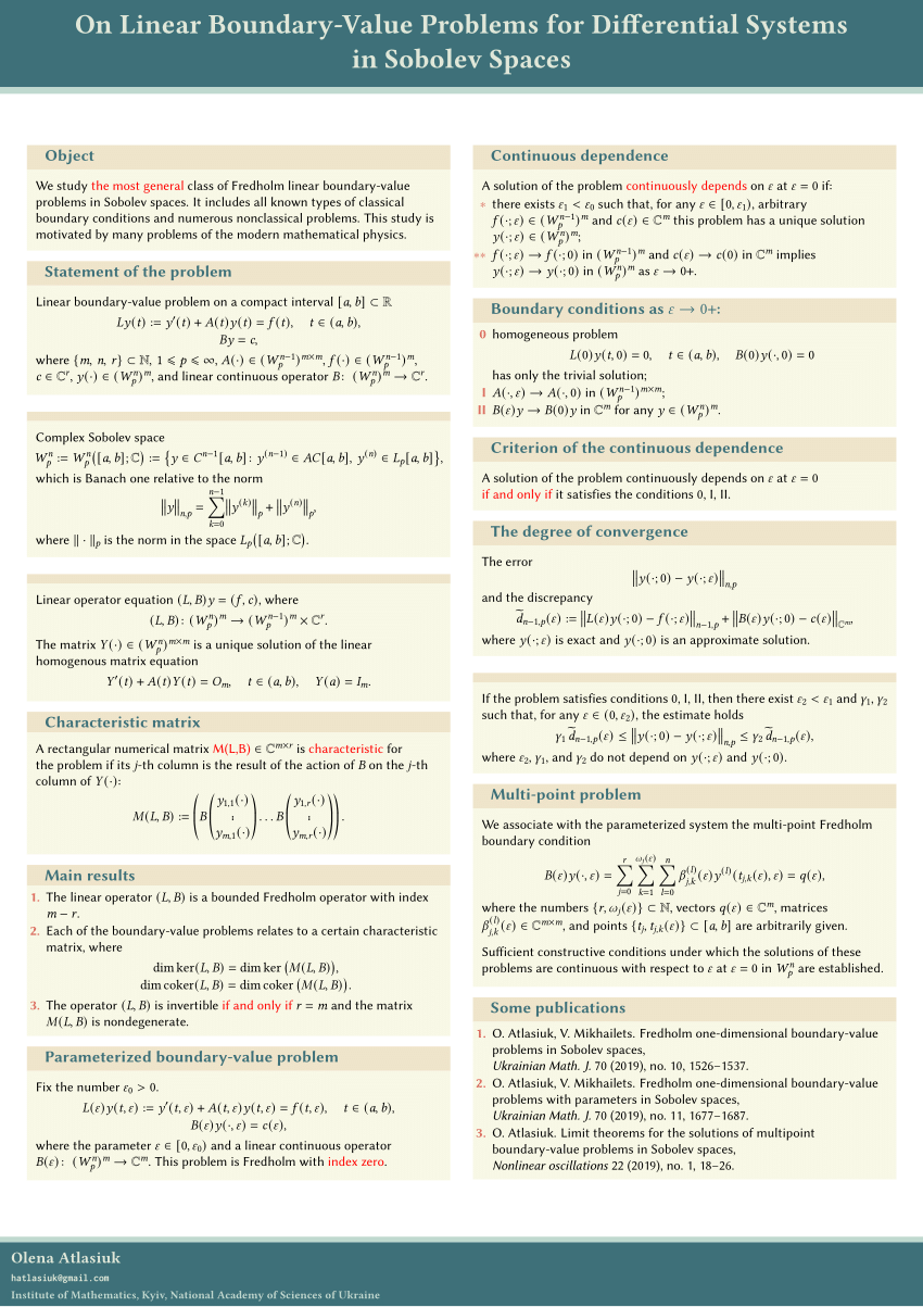 Pdf On Linear Boundary Value Problems For Differential Systems In Sobolev Spaces