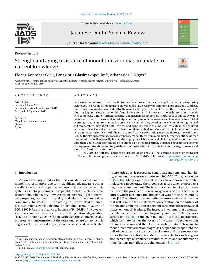 PDF) Strength and aging resistance of monolithic zirconia: an 