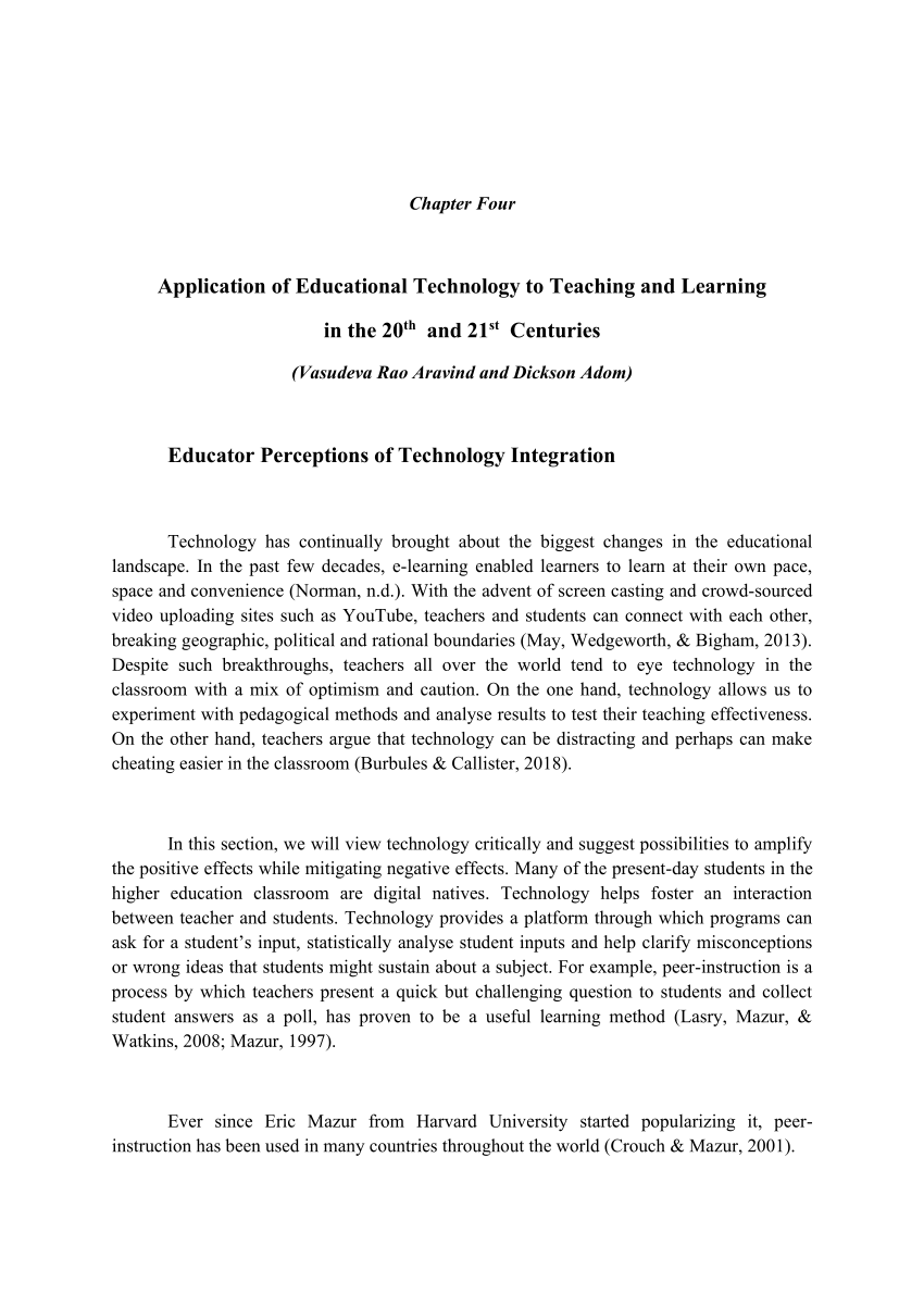 the inclusion of technology in the learning process essay