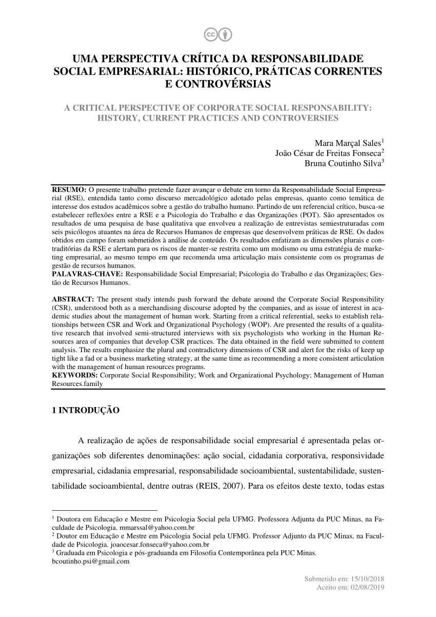 PDF) Texto XIV-2020 - Responsabilidade Social da Empresa EM Tempos