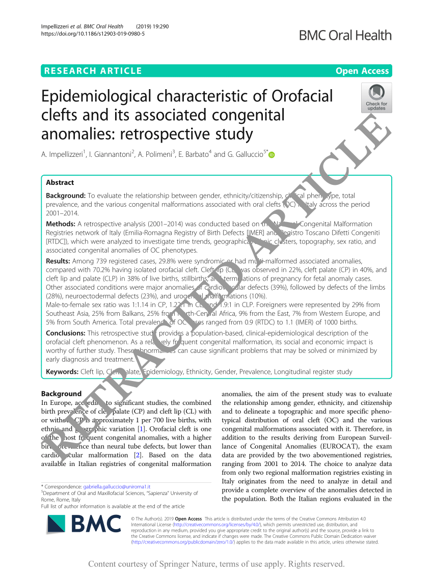 Opsætning Med andre ord Give (PDF) Epidemiological characteristic of Orofacial clefts and its associated  congenital anomalies: retrospective study