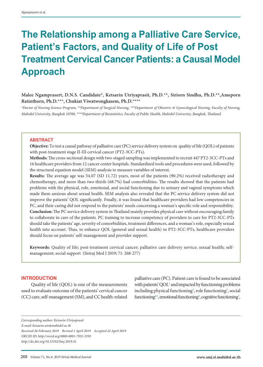 PDF The Relationship among a Palliative Care Service Patient s