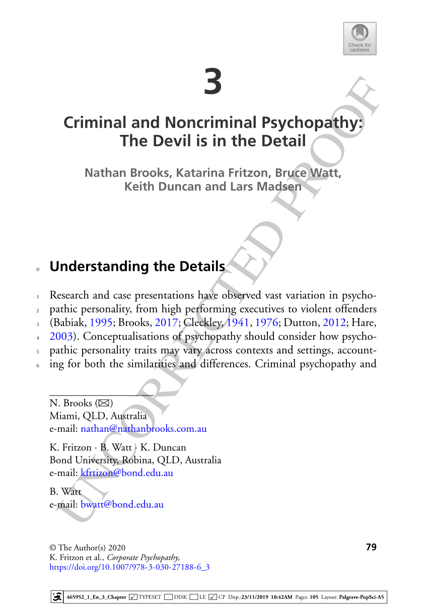 Pdf Criminal And Noncriminal Psychopathy The Devil Is In The Detail