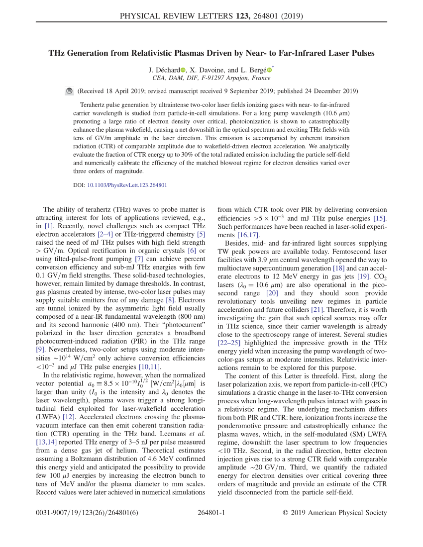 Pdf Thz Generation From Relativistic Plasmas Driven By Near To Far Infrared Laser Pulses