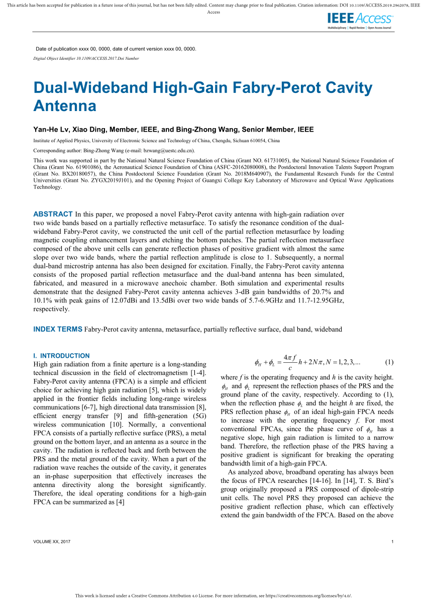 Resonant Cavity Antennas Hashmi Major Reference Works Wiley Online Library